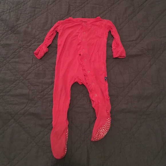 KicKee Pants Winter Rose ruffle butt footies