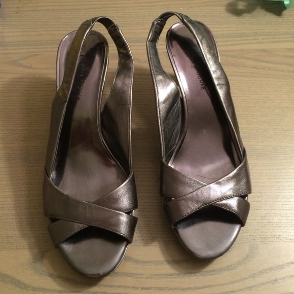 Silver open toe heels