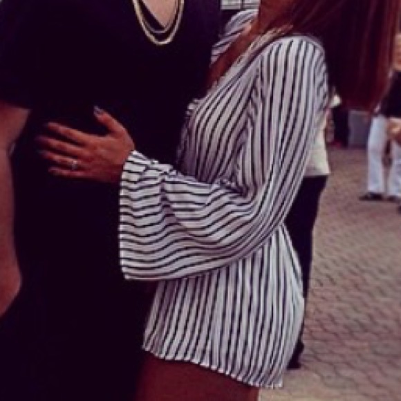 Long sleeve striped romper