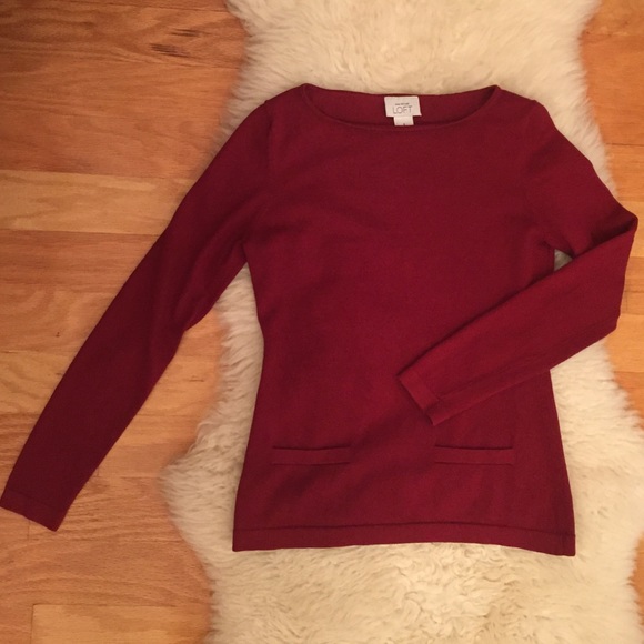 Ann Taylor Loft long sleeve red sweater top blouse