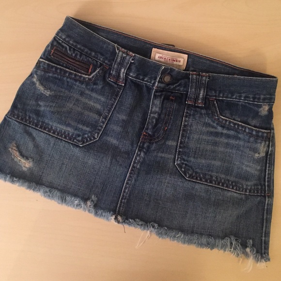 Denim Skirt w/Leather Details: Abercrombie & Fitch