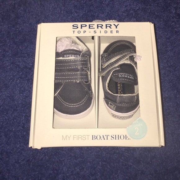 Navy Sperry Velcro Boat Shoes