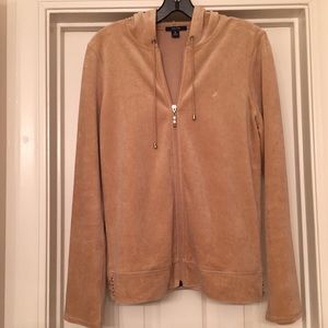 Nautica Velour Tan Hoodie w Side Lace Up Detail