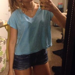 Blue v neck crop top