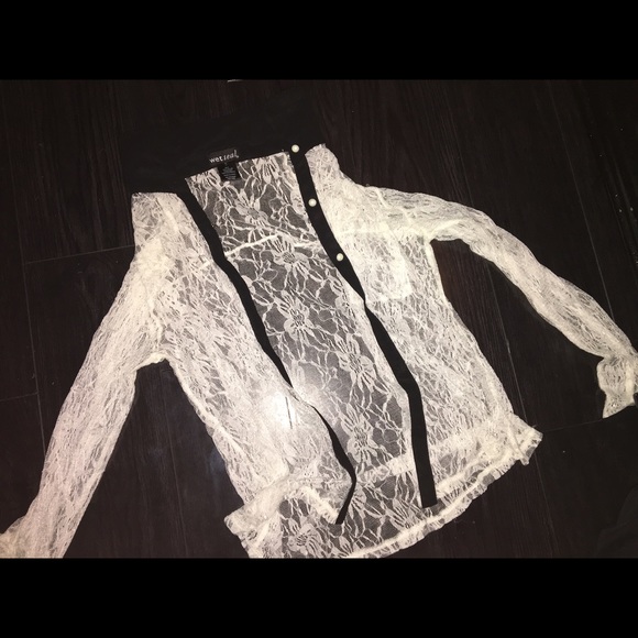 Black and white see through cardigan