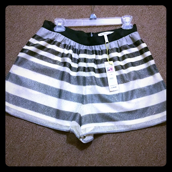 BCBG black & white stripe shorts