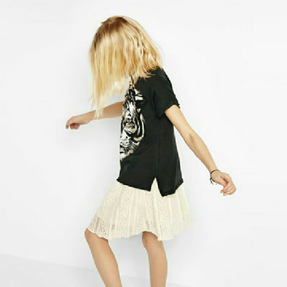 NWT Zara Blonde Lace  Midi Skirt