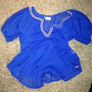 Sheer blue short sleeve shirt