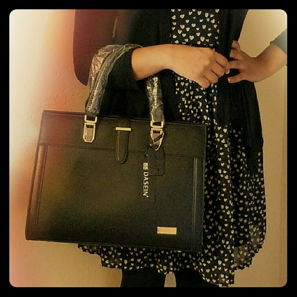 Faux Leather Work Satchel Handbag