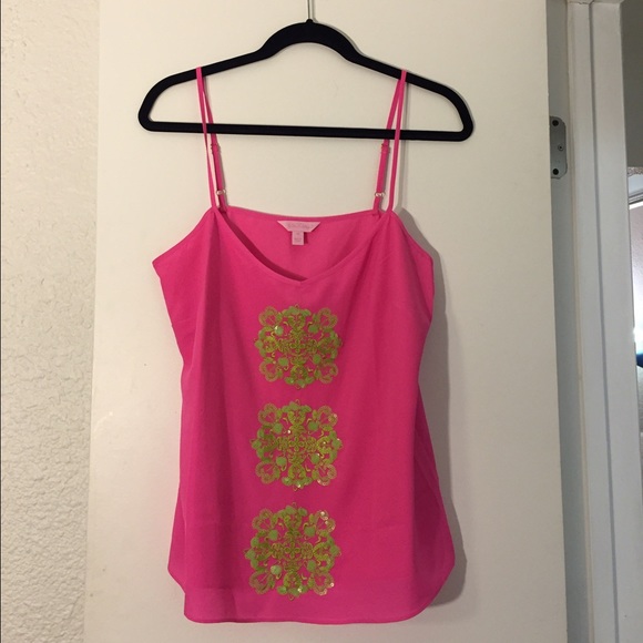 Lilly Pulitzer silk top with beaded detail