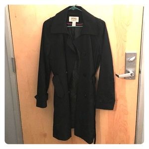 Black London fog trench coat