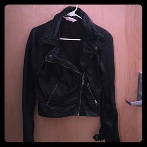 Black leather Hollister jacket