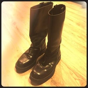 Chunky black Ann Demeulemeester riding boot.