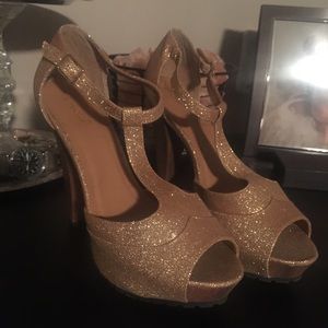 Gold Glitter Heels