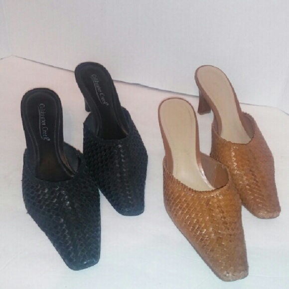 Coldwater Creek Mules 2 pairs Leather Uppers 9W