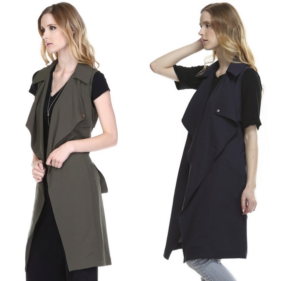 ‼️SALE‼️Sleeveless Military Belted Trench Jacket - Picture 3 of 4