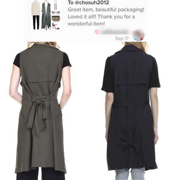 ‼️SALE‼️Sleeveless Military Belted Trench Jacket - Picture 4 of 4