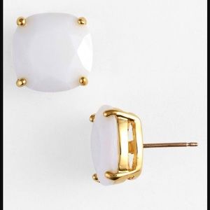 White Kate Spade small square stud earrings