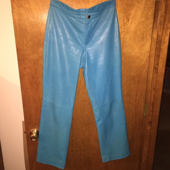 baby blue leather pants