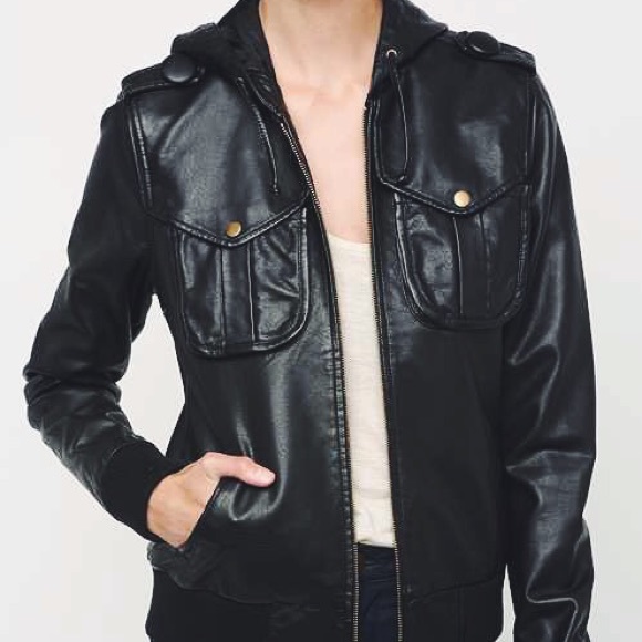 Urban Outfitters Jackets & Blazers - Silence & Noise hooded leather bomber jacket