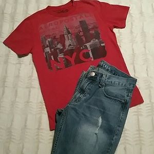 2/$10 ☄Mens Red NYC Aeropostle T-Shirt