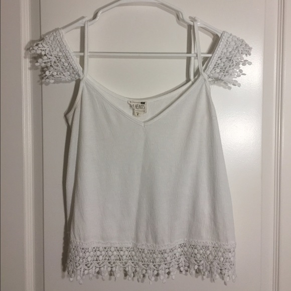 LA Hearts White Crochet Top