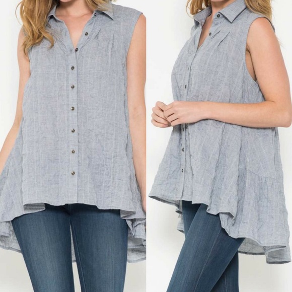 ‼️SUMMER SALE‼️Sleeveless Button-Up Shirt - Picture 2 of 3