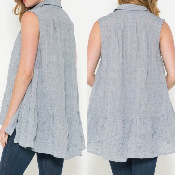 ‼️SUMMER SALE‼️Sleeveless Button-Up Shirt - Picture 3 of 3