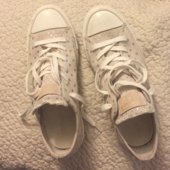 Gold polka dot Converse sneakers