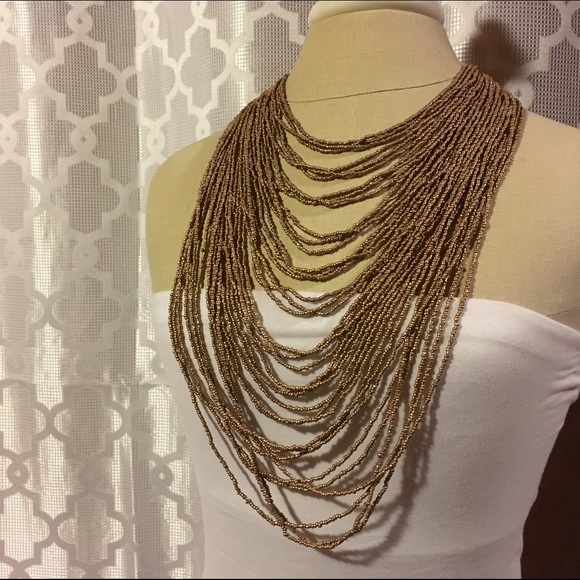 Bead necklace gold tone - Picture 1 of 4