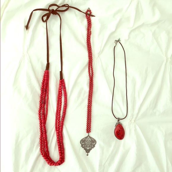 Lucky Brand layered red necklaces