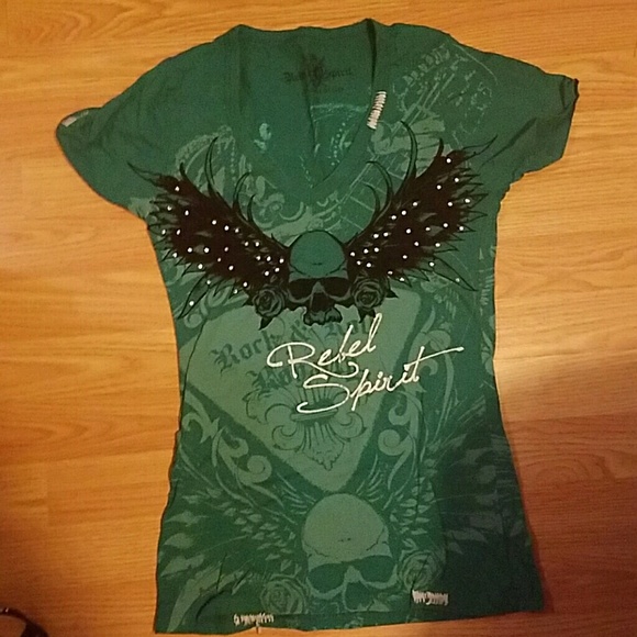 Rebel Spirit Teal T-Shirt Small Rock The Buckle