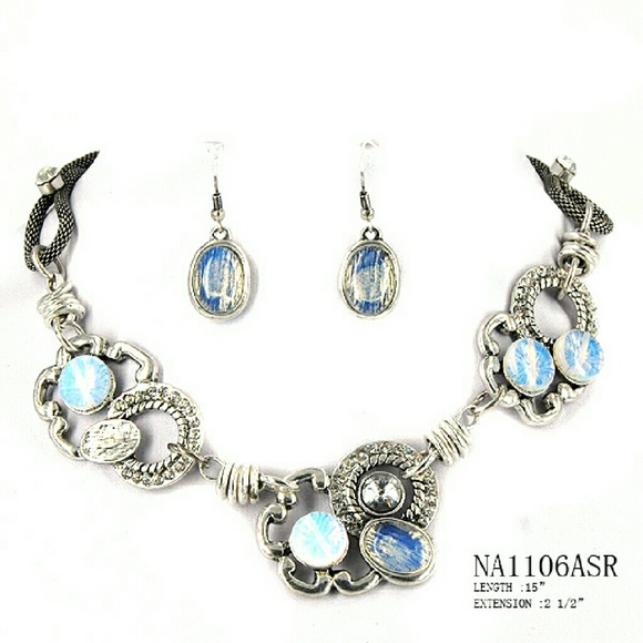 Moonstone and Crystal necklace and earrings set