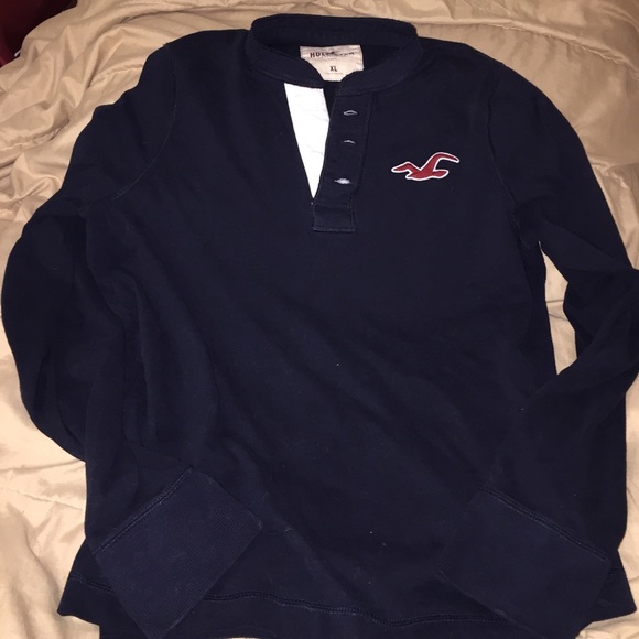 Men's Hollister Size XL Navy Long Sleeve Polo