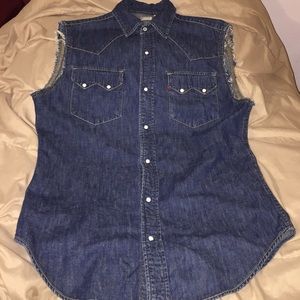 Men's Levi's Sleeveless Jean Vest Like New Button