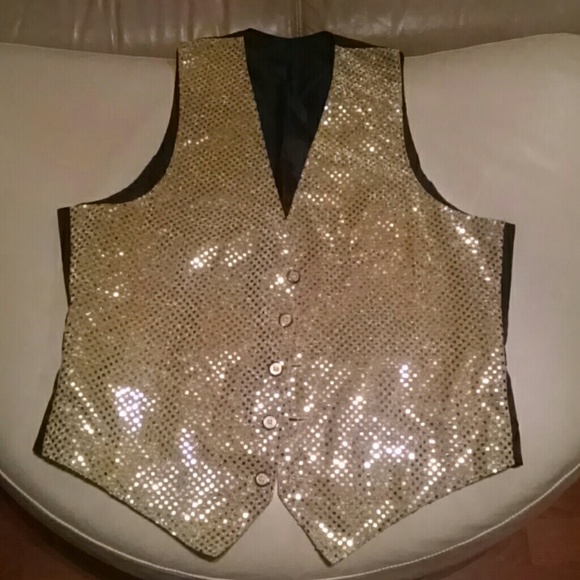 SOLD Men's Gold sequin vest - Picture 1 of 4