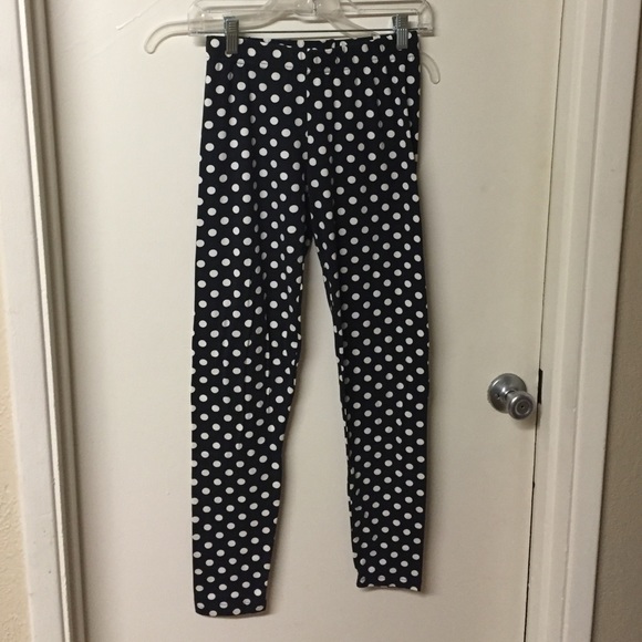 Navy and White Polka Dot Leggings
