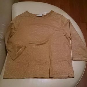 SOLD Jaclyn Smith glittery gold top 3/4 sleeve new