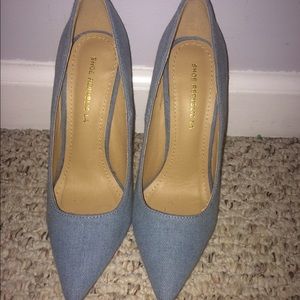 Denim heels.