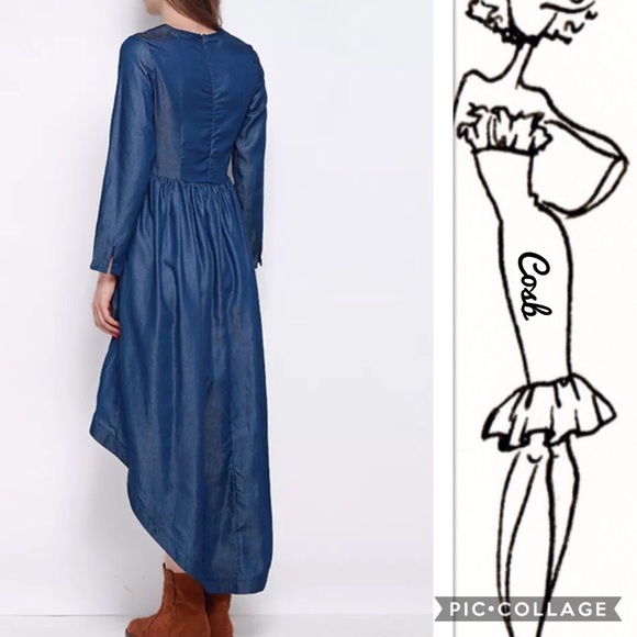 1 Left! Denim High Low Dress - Picture 3 of 4