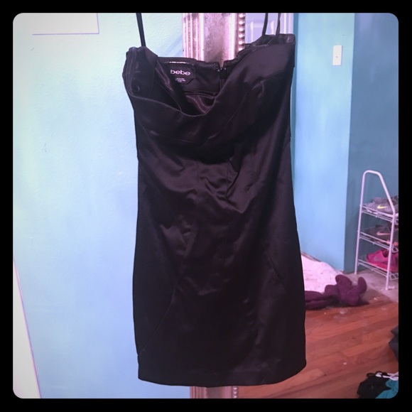 Black strapless Bebe dress