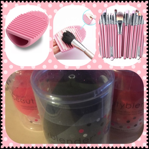 20 brushes, beauty blender, brush cleaner