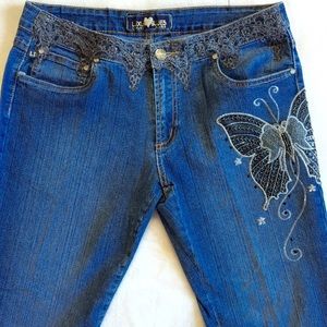 Luxury Blues Jeans Waist 32 Black & Silver Design