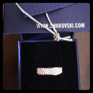 Silver Square Swarovski Crystal Ring Size 7