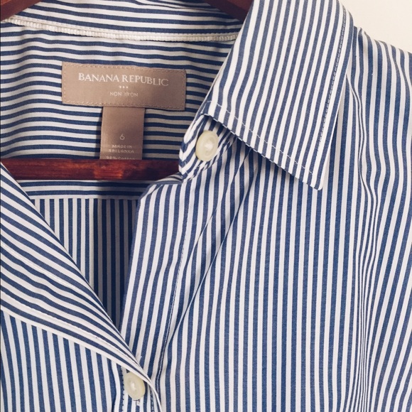 White & Blue striped sleeveless button-down
