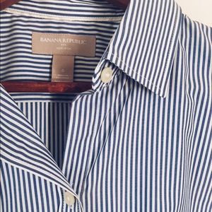 White & Blue striped sleeveless button-down