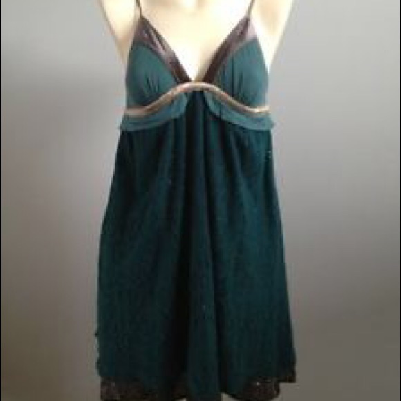 Free People teal velvet detail dress