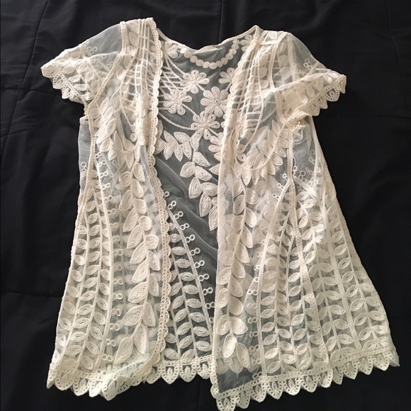 A lace short sleeve cardigan