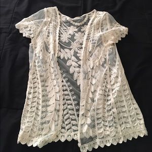 A lace short sleeve cardigan