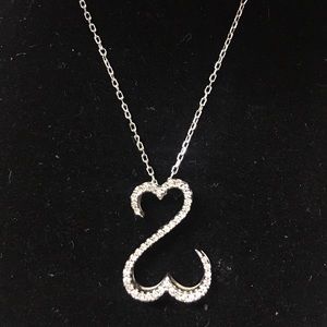 LIKE NEW Diamond Open Heart Necklace - 14K W Gold